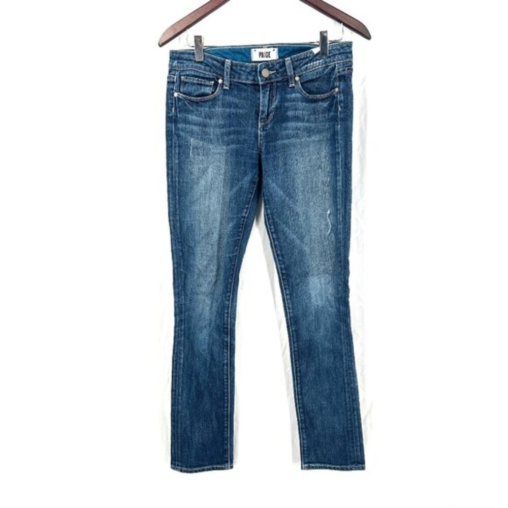 Paige denim skyline ankle peg skinny stretch medium wash blue classic 26